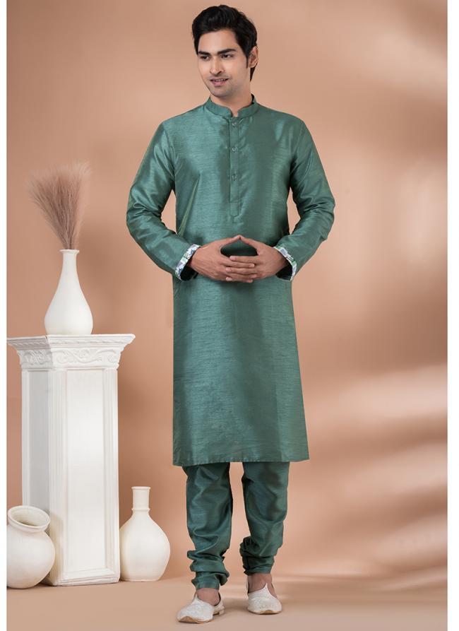 Banarasi Dhupion Green Festival Wear Weaving Kurta Pajama